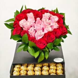 Large Heart Rose Box and Chocolate