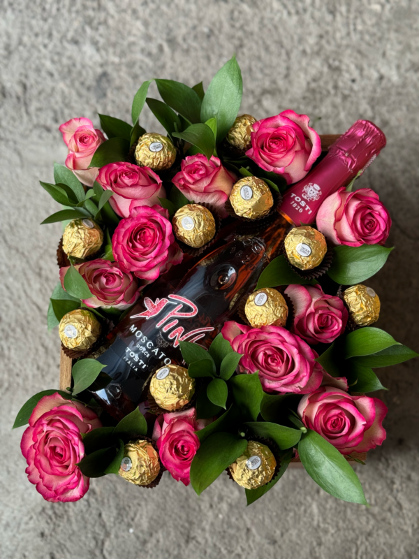 Large Rose, Wine and Chocolate Box