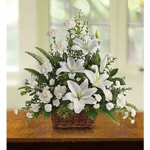 Peaceful White Lillies Basket